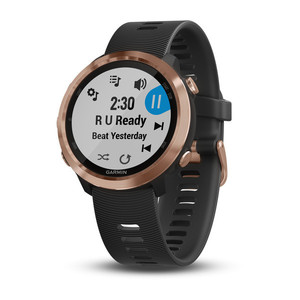 FORERUNNER 645 MUSIC Schwarz/Rosegold PVD-Metall-Luenette mit Si