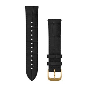 SCHNELLWECHSEL-LEDER-ARMBAND 20mm Schwarz/geprägt Schnalle in Go