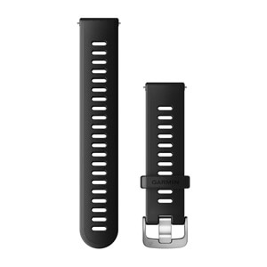 Schnellwechsel-Armband 20 mm Schwarz Edelstahl-Teile in Silber
