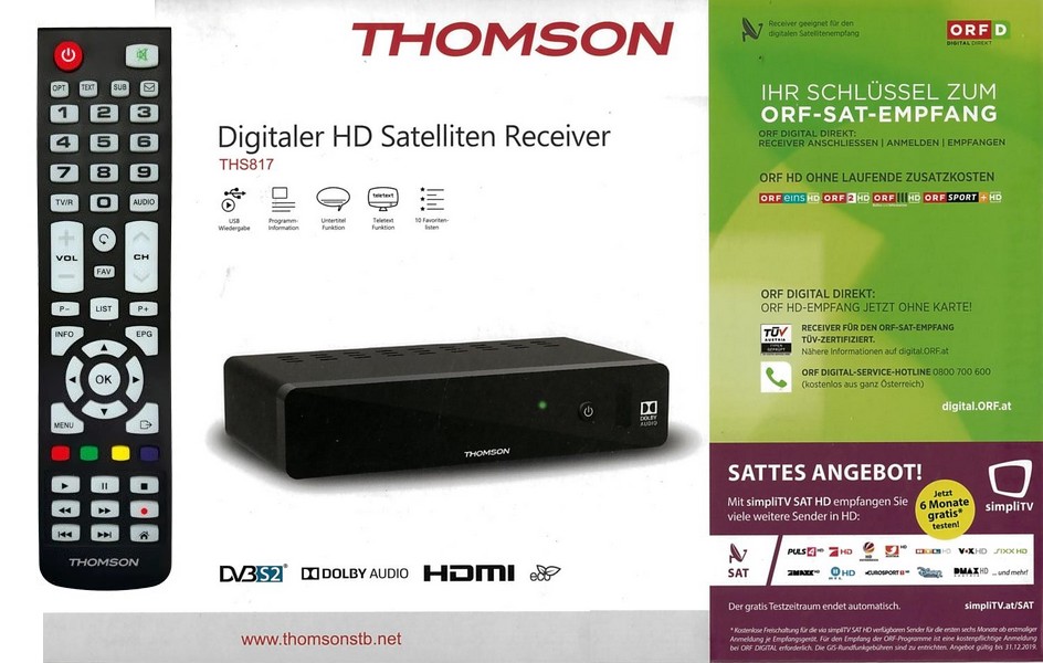 THS-817 HD Satelliten Receiver inkl. ORF